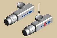 硅晶粒/小尺寸晶圆片(硅片)处理:附吹式常开型阀门。按下按钮放下物体时，气体会吹出。吹气的功能确保安全的松开轻重量的物体。